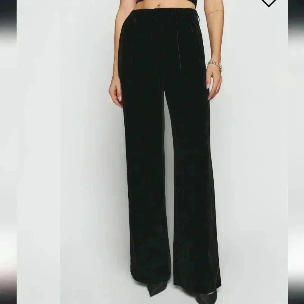 Reformation Wes Velvet Black Pant Size 8. Tags were removed but Never Worn - Picture 2 of 4